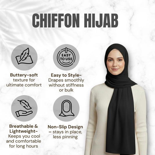 NOOR Chiffon Hijab Set for Women – Pack of 5 Lightweight Non-Slip Chiffon Scarves, Premium Breathable Fabric, Elegant Draping for Everyday Wear (Mix Colors 15)