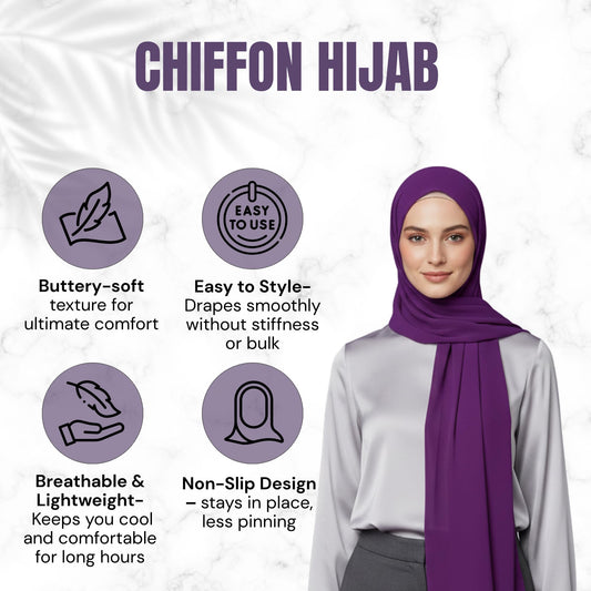 NOOR Premium Chiffon Hijab Set - 5 Color Hijab Scarf Pack for Women, Non-Slip, Long Rectangle, Head Scarf Wrap (Mix Colors 5)
