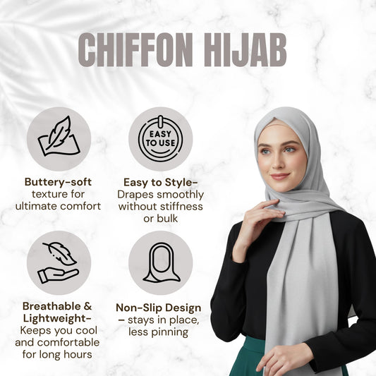 NOOR Premium Chiffon Hijab Set - 5 Color Hijab Scarf Pack for Women, Non-Slip, Long Rectangle, Head Scarf Wrap (Mix Colors 7)