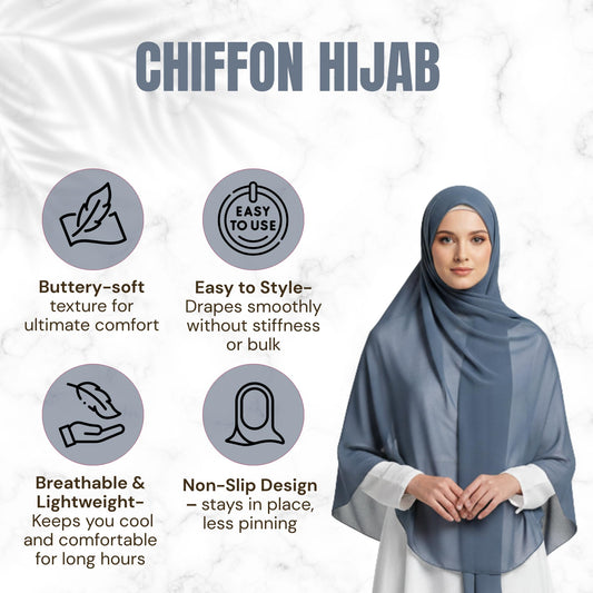 NOOR Premium Chiffon Hijab Set - 5 Color Hijab Scarf Pack for Women, Non-Slip, Long Rectangle, Head Scarf Wrap (Mix Colors 2)