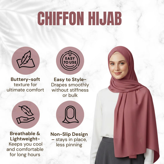 NOOR Premium Chiffon Hijab Set - 5 Color Hijab Scarf Pack for Women, Non-Slip, Long Rectangle, Head Scarf Wrap (Mix Colors 3)