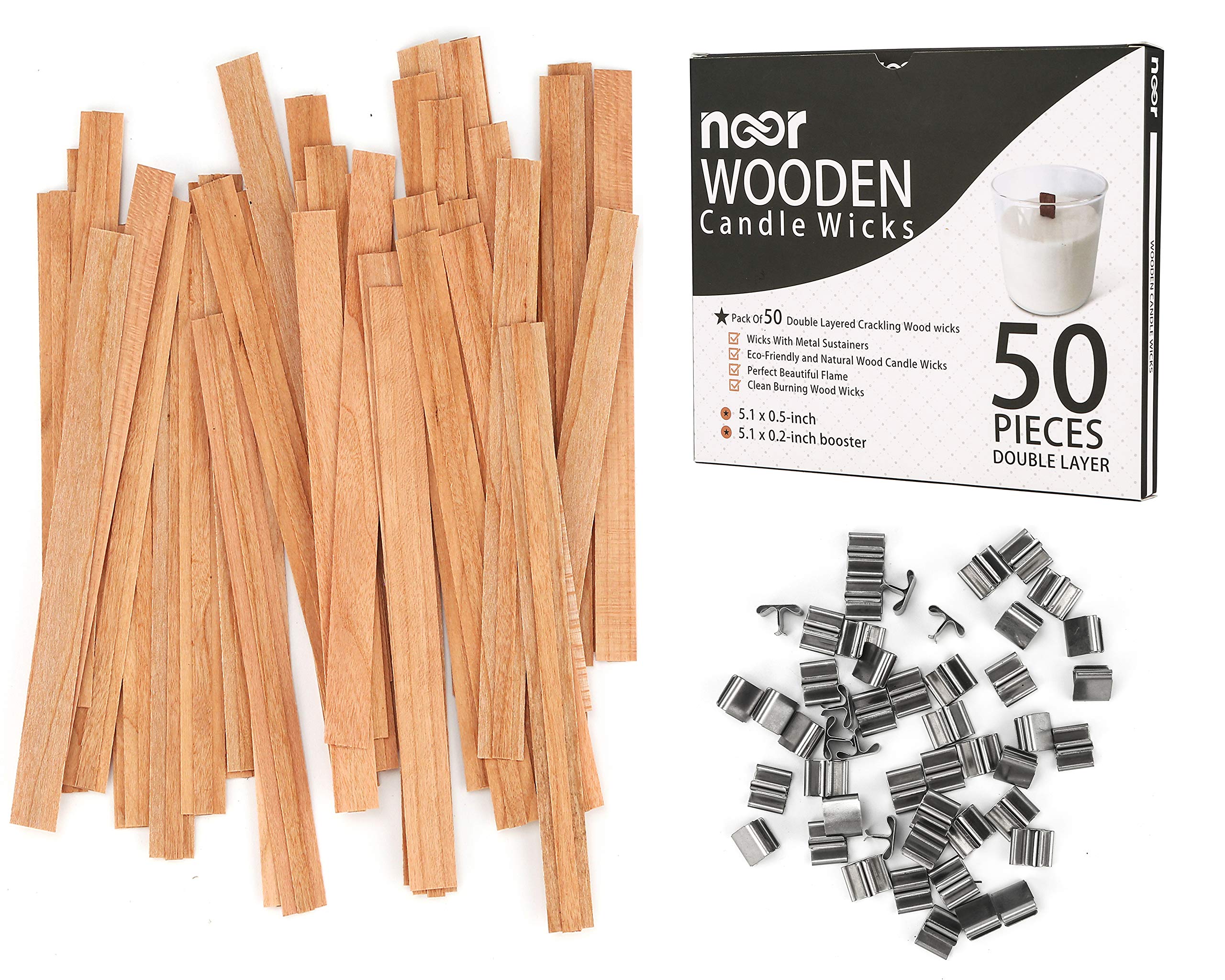 50 Pcs Double Layered Crackling Wooden Candle Wicks with Trimmer – WONDER  NOOR