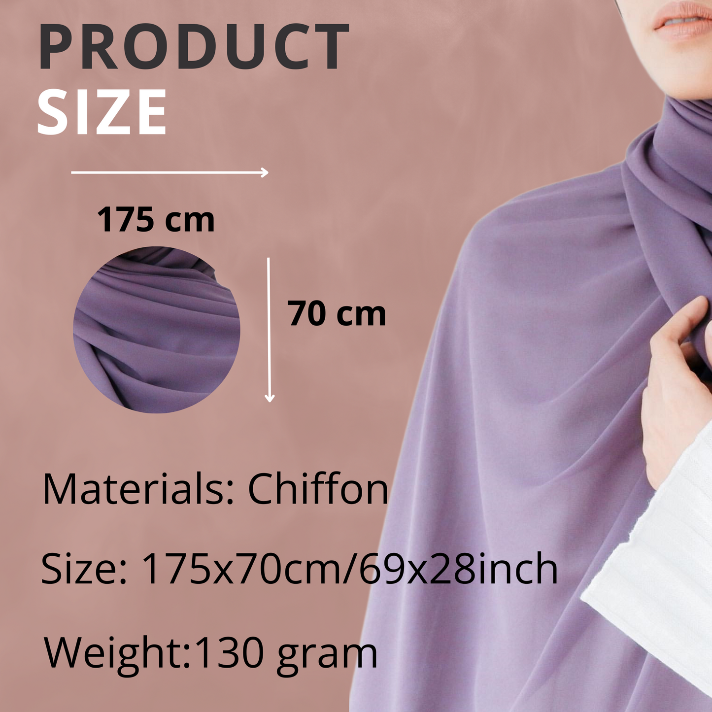 NOOR Premium Chiffon Hijab Set - 5 Color Hijab Scarf Pack for Women, Non-Slip, Long Rectangle, Head Scarf Wrap (Mix Colors 7)