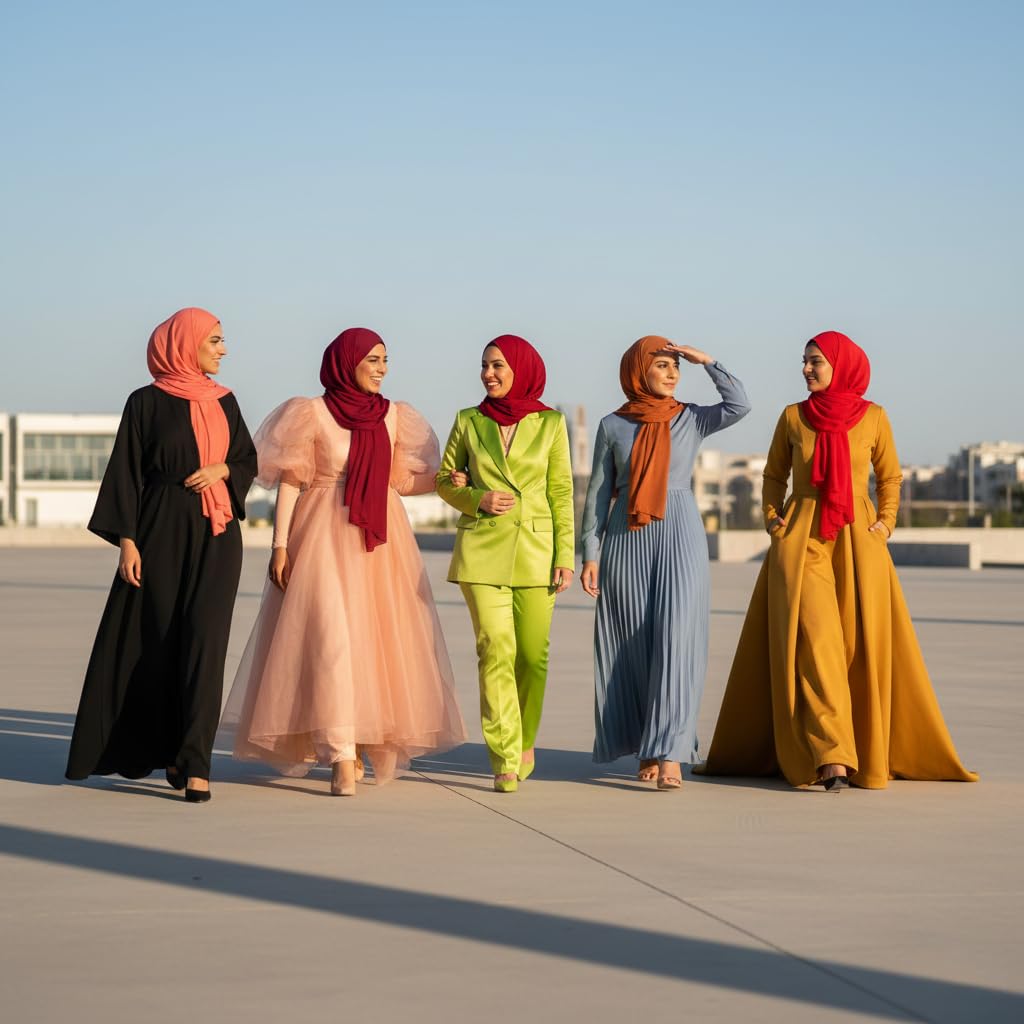 NOOR Chiffon Hijab Set for Women – Pack of 5 Lightweight Non-Slip Chiffon Scarves, Premium Breathable Fabric, Elegant Draping for Everyday Wear (Mix Colors 12)