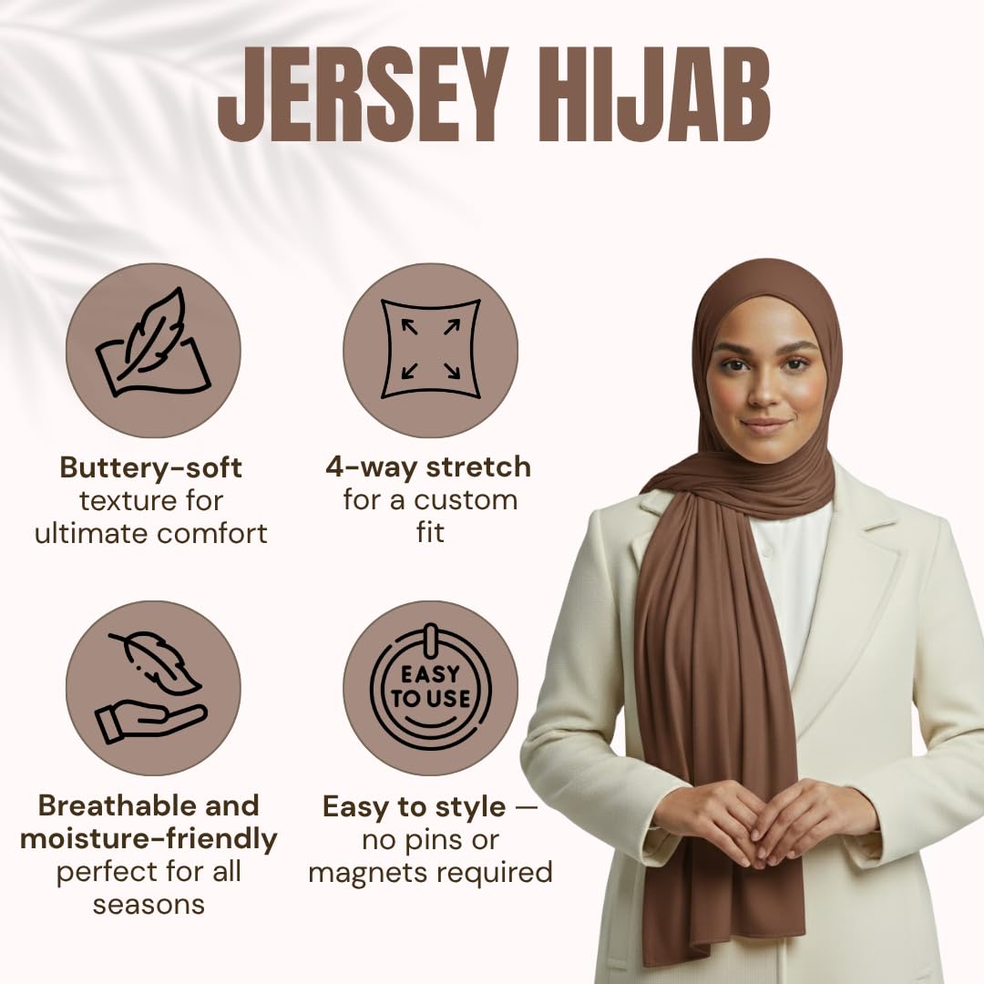 NOOR Premium Jersey Hijab Set - 3-Pack Soft & Breathable Head Scarf Wrap for Women in Gift-Ready Box - Comfortable, Versatile, and Stylish (Mix Color 5)