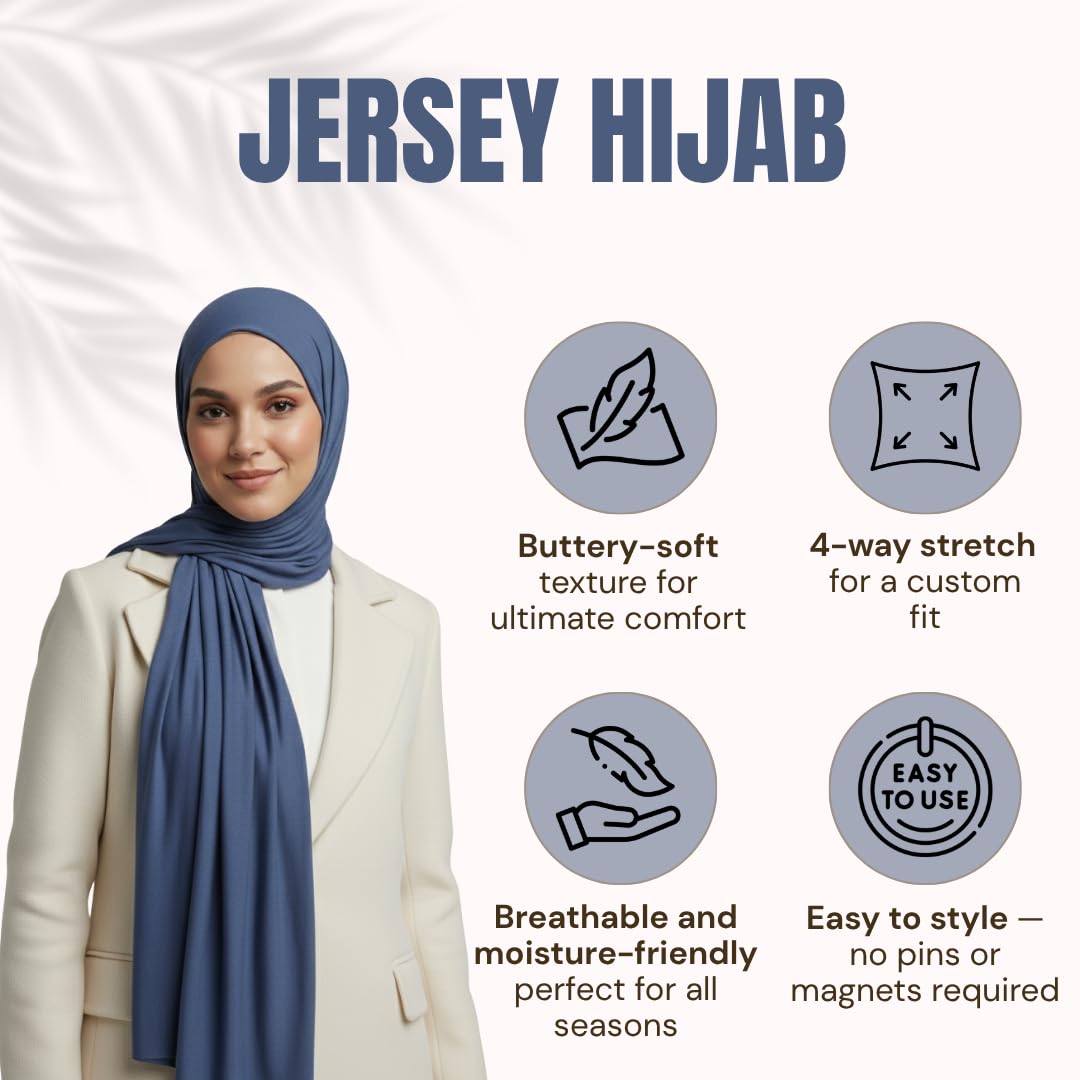NOOR Premium Jersey Hijab Set - 3-Pack Soft & Breathable Head Scarf Wrap for Women in Gift-Ready Box - Comfortable, Versatile, and Stylish (Mix Color 3)
