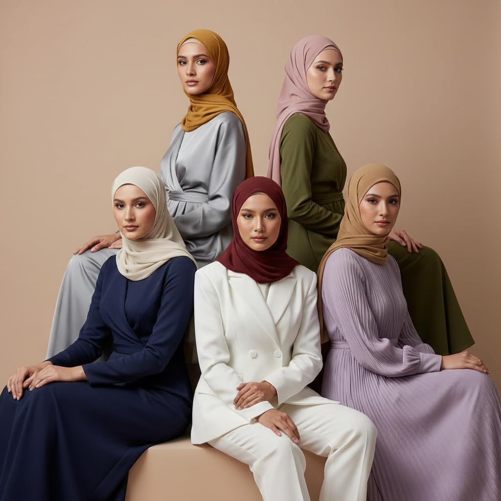 NOOR Chiffon Hijab Set for Women – Pack of 5 Lightweight Non-Slip Premium Chiffon Scarves, Breathable Elegant Draping Hijabs (Mix Colors 10)