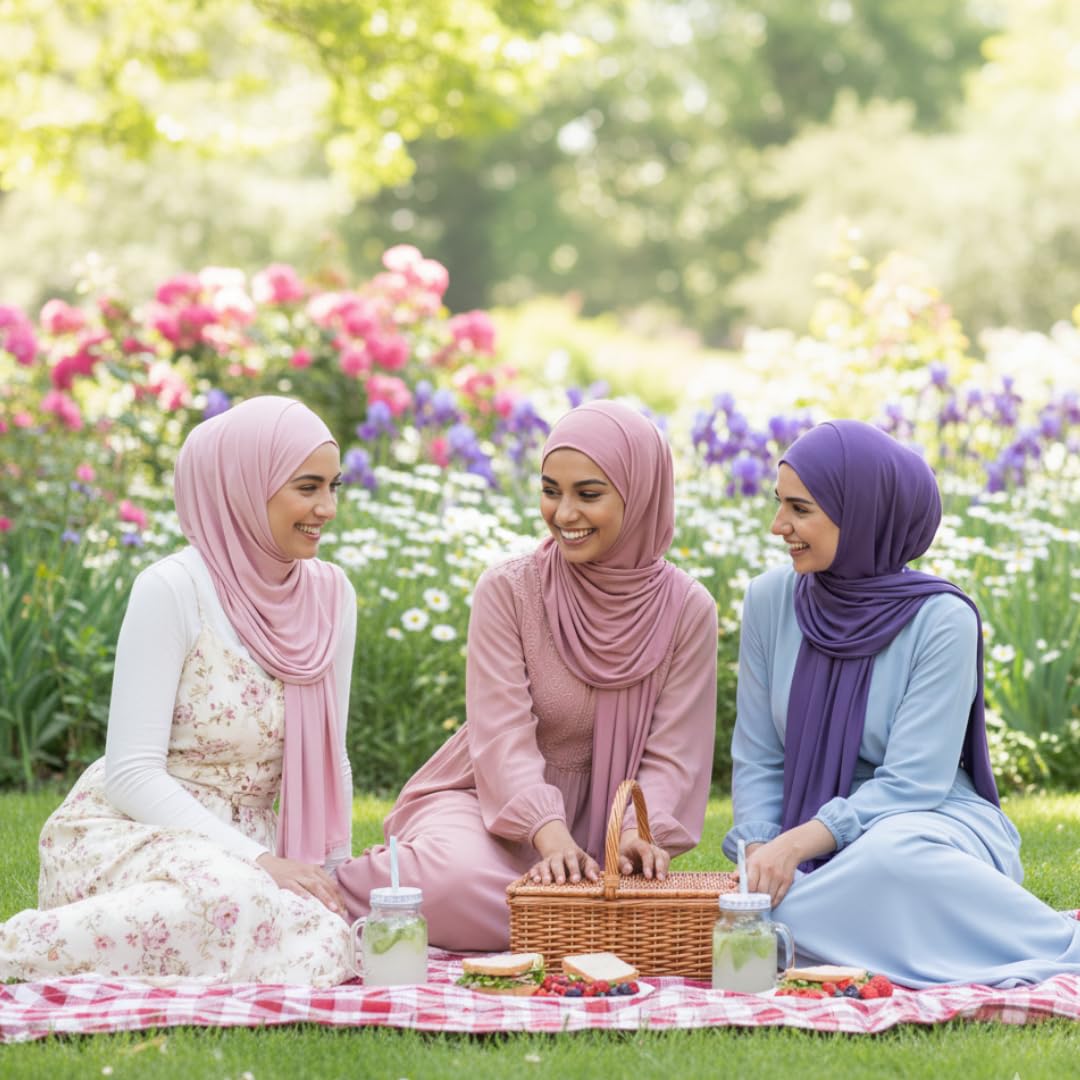 NOOR Premium Jersey Hijab Set - 3-Pack Soft & Breathable Head Scarf Wrap for Women in Gift-Ready Box - Comfortable, Versatile, and Stylish (Mix Color 4)