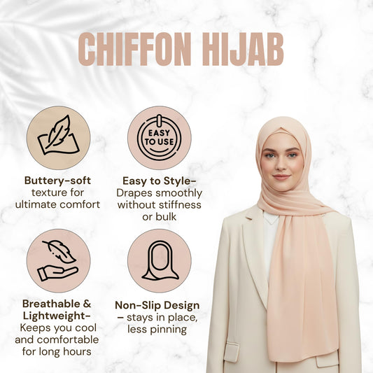 NOOR Premium Chiffon Hijab Set - 5 Color Hijab Scarf Pack for Women, Non-Slip, Long Rectangle, Head Scarf Wrap (Mix Colors 6)