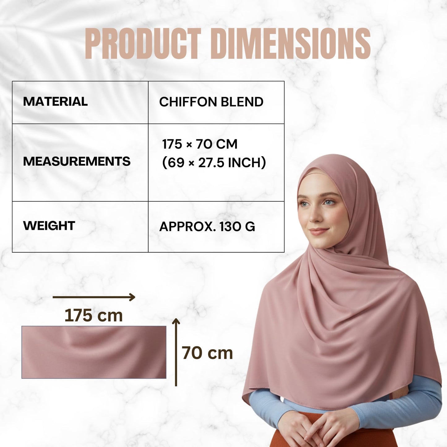 NOOR Premium Chiffon Hijab Set - 5 Color Hijab Scarf Pack for Women, Non-Slip, Long Rectangle, Head Scarf Wrap (Mix Colors 6)