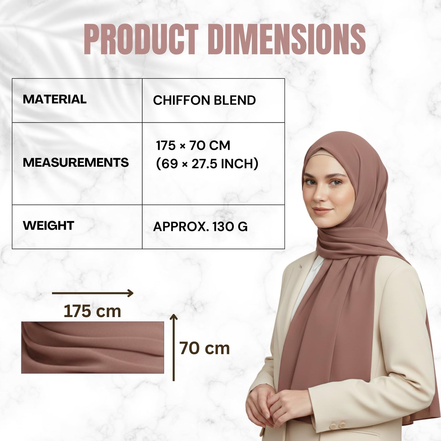 NOOR Chiffon Hijab Set for Women – Pack of 5 Lightweight Non-Slip Chiffon Scarves, Premium Breathable Fabric, Elegant Draping for Everyday Wear (Mix Colors 13)