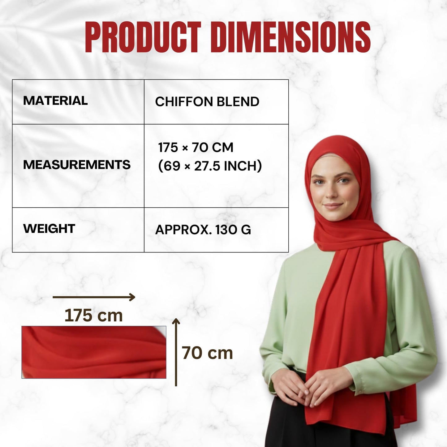 NOOR Chiffon Hijab Set for Women – Pack of 5 Lightweight Non-Slip Chiffon Scarves, Premium Breathable Fabric, Elegant Draping for Everyday Wear (Mix Colors 12)