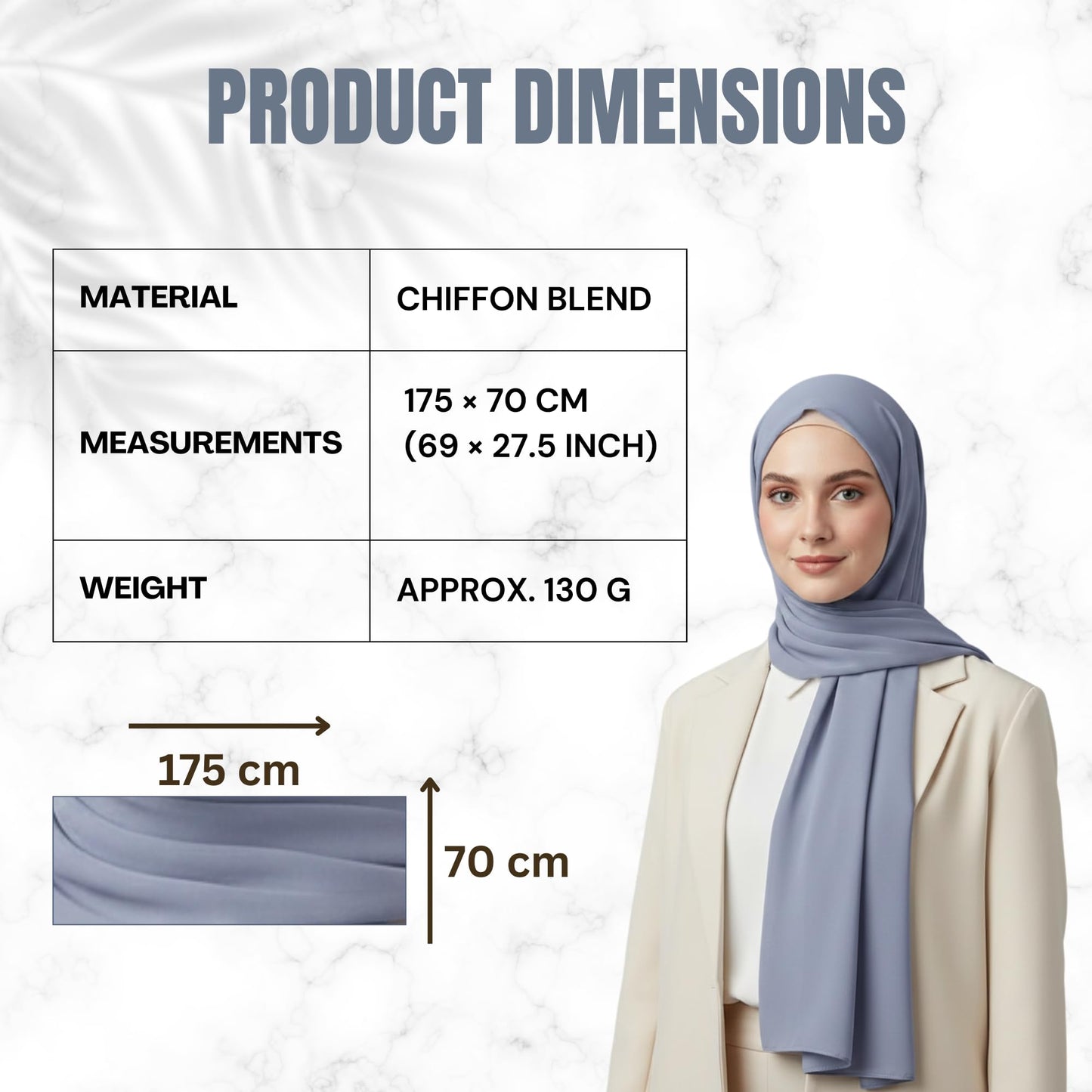 NOOR Premium Chiffon Hijab Set - 5 Color Hijab Scarf Pack for Women, Non-Slip, Long Rectangle, Head Scarf Wrap (Mix Colors 2)