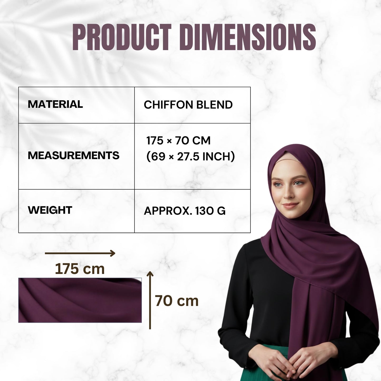 NOOR Premium Chiffon Hijab Set - 5 Color Hijab Scarf Pack for Women, Non-Slip, Long Rectangle, Head Scarf Wrap (Mix Colors 5)