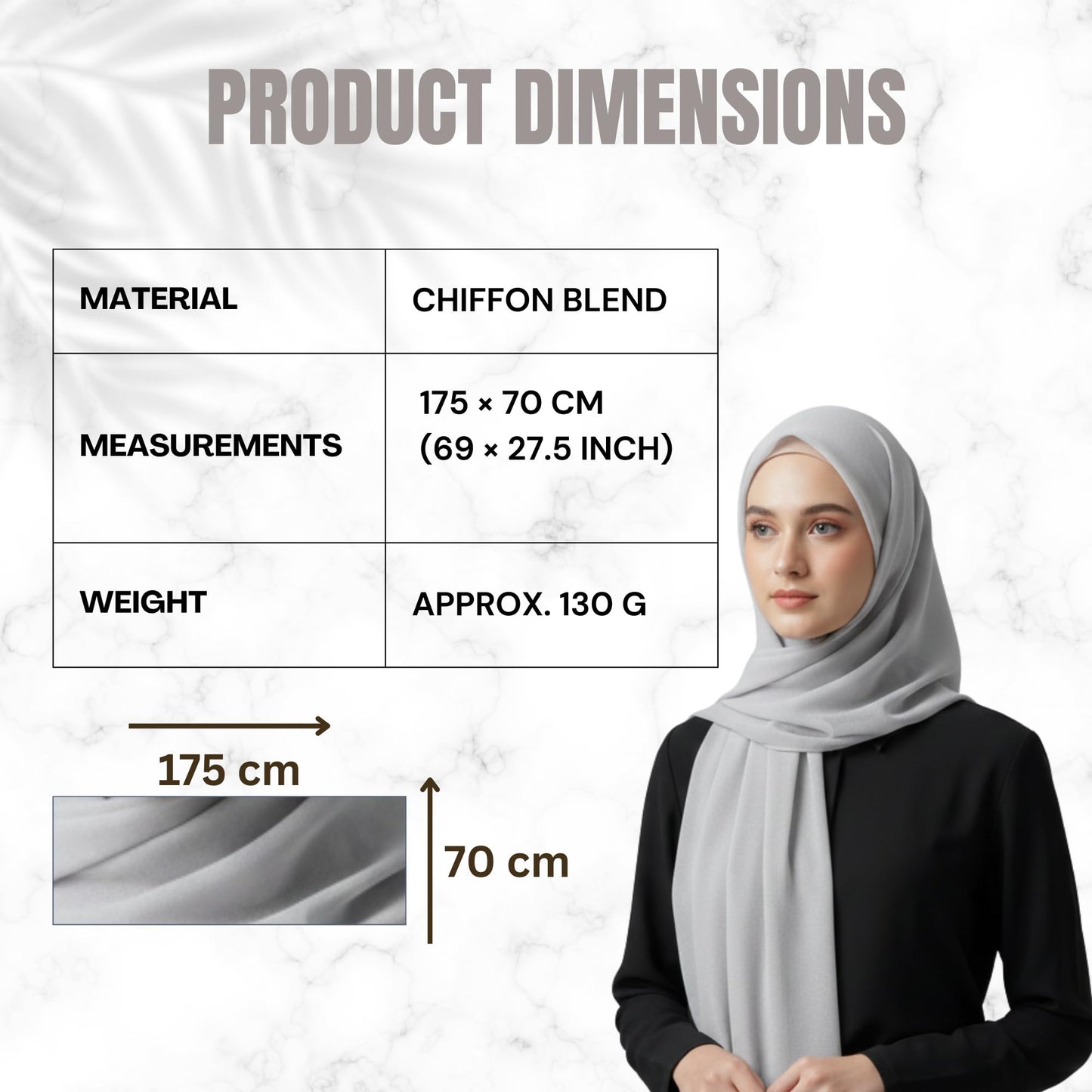 NOOR Premium Chiffon Hijab Set - 5 Color Hijab Scarf Pack for Women, Non-Slip, Long Rectangle, Head Scarf Wrap (Mix Colors 7)
