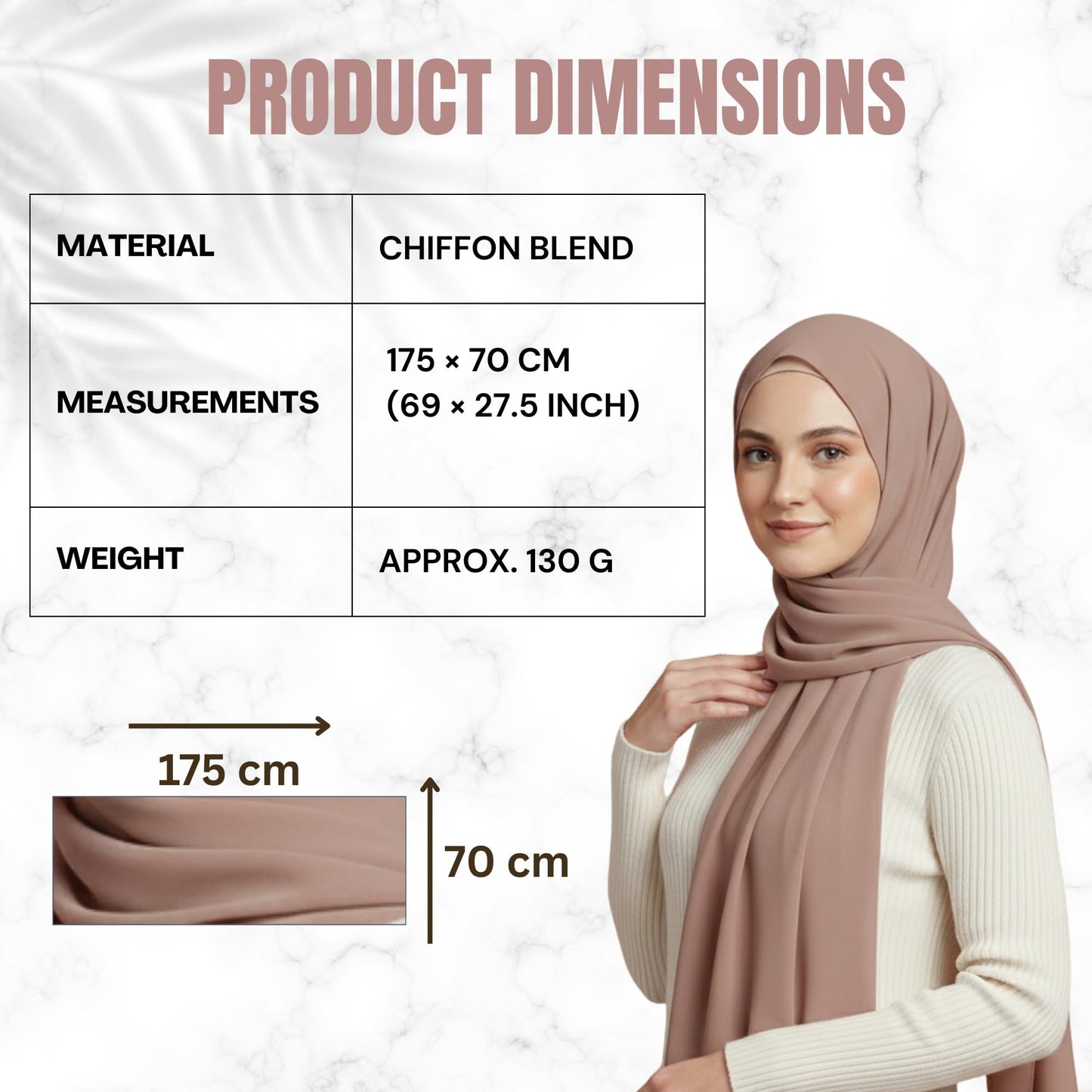 NOOR Chiffon Hijab Set for Women – Pack of 5 Lightweight Non-Slip Premium Chiffon Scarves, Breathable Elegant Draping Hijabs (Mix Colors 10)