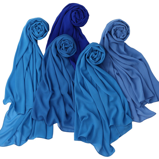 NOOR Chiffon Hijab Set for Women – Pack of 5 Lightweight Non-Slip Chiffon Scarves, Premium Breathable Fabric, Elegant Draping for Everyday Wear (Mix Colors 11)
