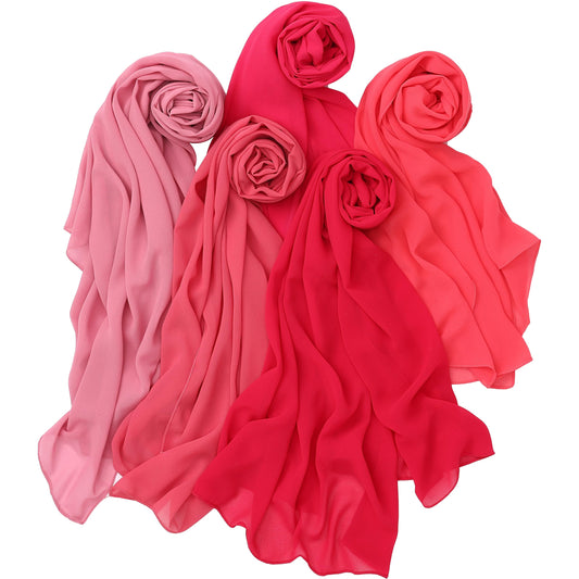 NOOR Chiffon Hijab Set for Women – Pack of 5 Lightweight Non-Slip Chiffon Scarves, Premium Breathable Fabric, Elegant Draping for Everyday Wear (Mix Colors 14)
