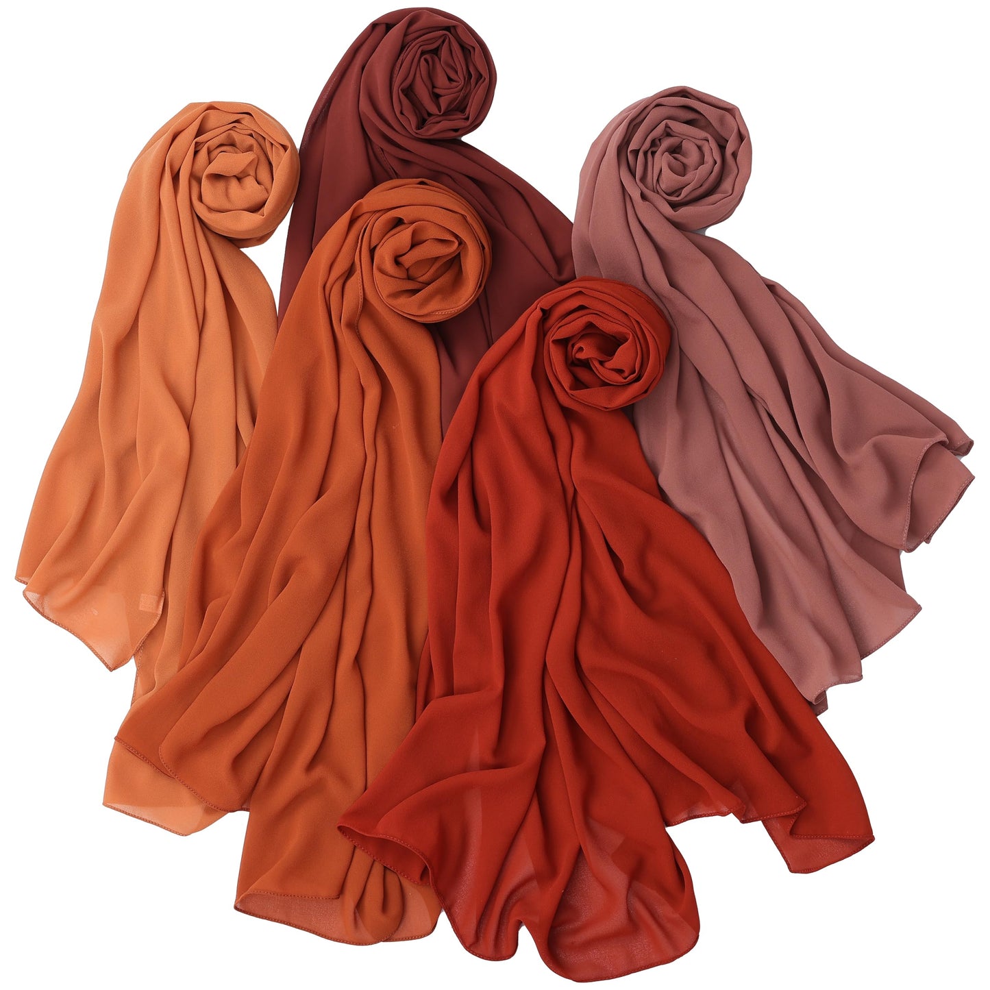 NOOR Chiffon Hijab Set for Women – Pack of 5 Lightweight Non-Slip Chiffon Scarves, Premium Breathable Fabric, Elegant Draping for Everyday Wear (Mix Colors 13)