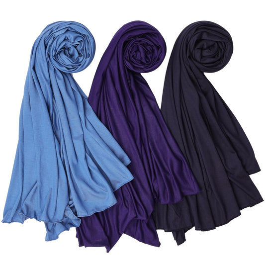 NOOR Premium Jersey Hijab Set for Women – 3 Pack Soft & Breathable Stretch Head Scarf Wrap, Comfortable Non-Slip Fabric, Versatile Styling, Gift-Ready Box (Mix Color 12)