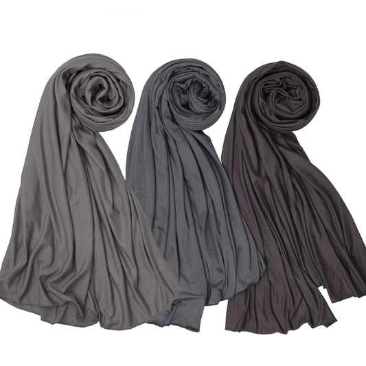 NOOR Premium Jersey Hijab Set for Women – 3 Pack Soft & Breathable Stretch Head Scarf Wrap, Comfortable Non-Slip Fabric, Versatile Styling, Gift-Ready Box (Mix Color 11)