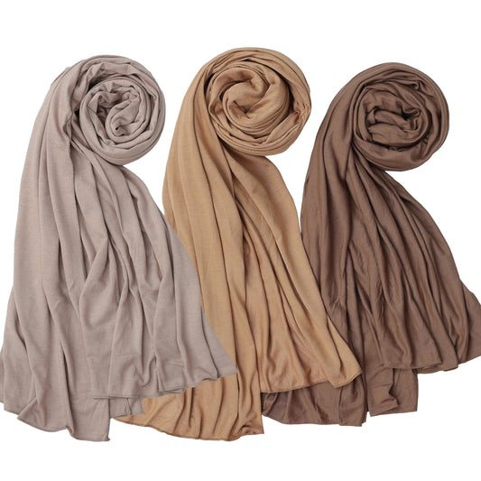 NOOR Premium Jersey Hijab Set for Women – 3 Pack Soft & Breathable Stretch Head Scarf Wrap, Comfortable Non-Slip Fabric, Versatile Styling, Gift-Ready Box (Mix Color 14)