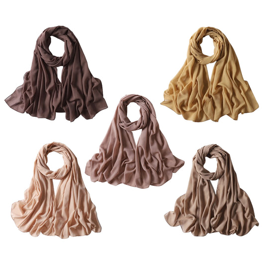 NOOR 5 pcs Hijab Scarfs for Women - Premium Quality Chiffon Hijab, Soft and Lightweight. Hijab Gift Box - 5 Colors Set (Mix Colors 1)