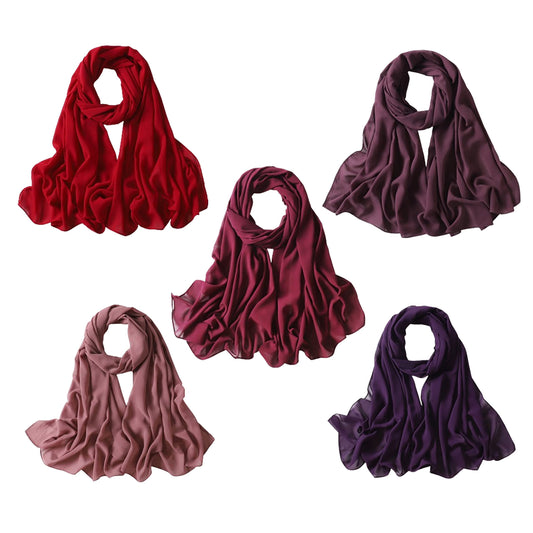 NOOR 5 pcs Hijab Scarfs for Women - Premium Quality Chiffon Hijab, Soft and Lightweight. Hijab Gift Box - 5 Colors Set (Mix Colors 5)