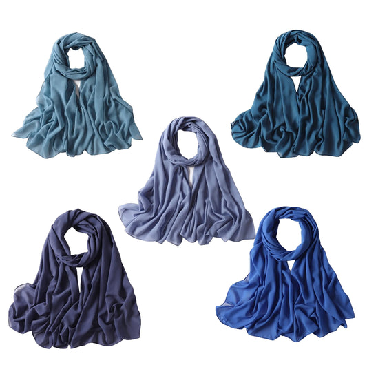 NOOR 5 pcs Hijab Scarfs for Women - Premium Quality Chiffon Hijab, Soft and Lightweight. Hijab Gift Box - 5 Colors Set (Mix Colors 2)